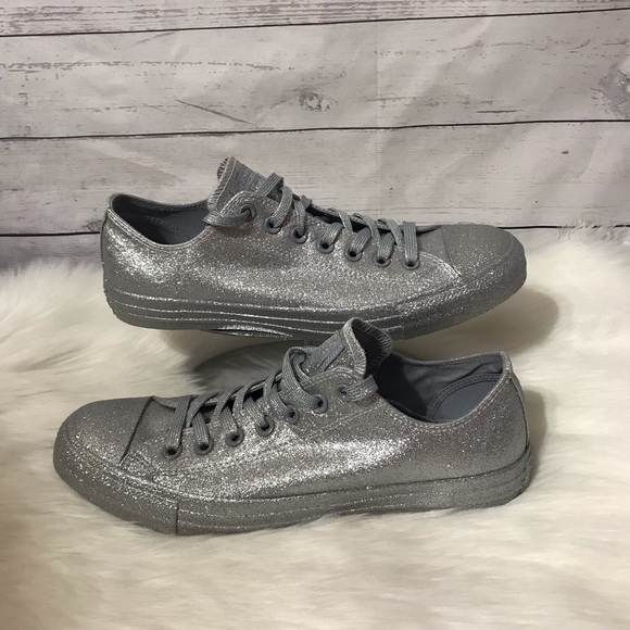 silver glitter converse shoes